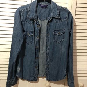 Miley Cyrus by Max Azria denim button down top